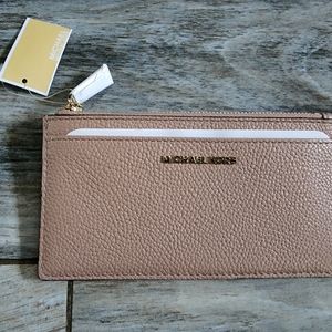 Michael Kors Beige Jet Set Leather Card Case